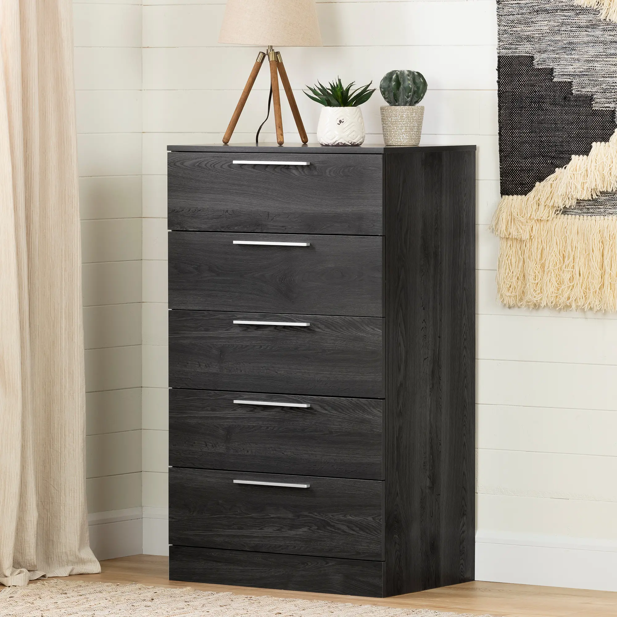 Gray Oak Chest of Drawers - South Shore