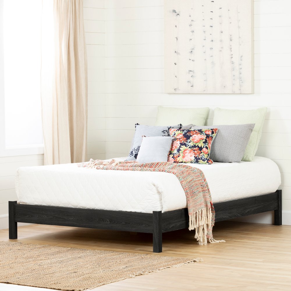 Modern Gray Oak Queen Platform Bed - South Shore