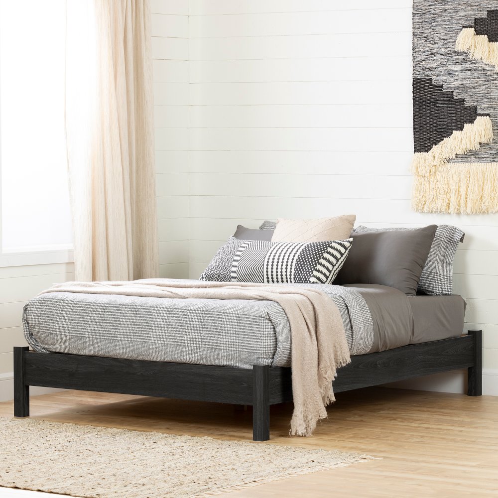 Modern Gray Oak Full Platform Bed - South Shore