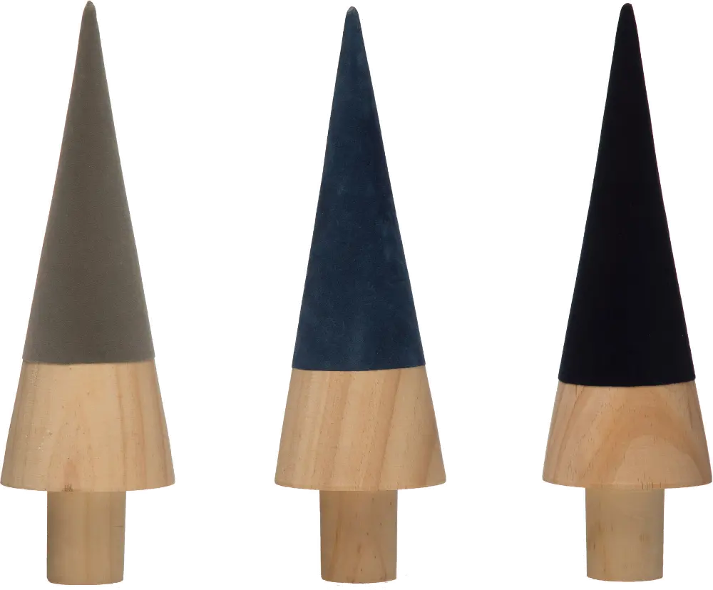 XM5924A-A/3-IND Assorted Blue, Dark Purple or Taupe Flocked Wooden Tree-1