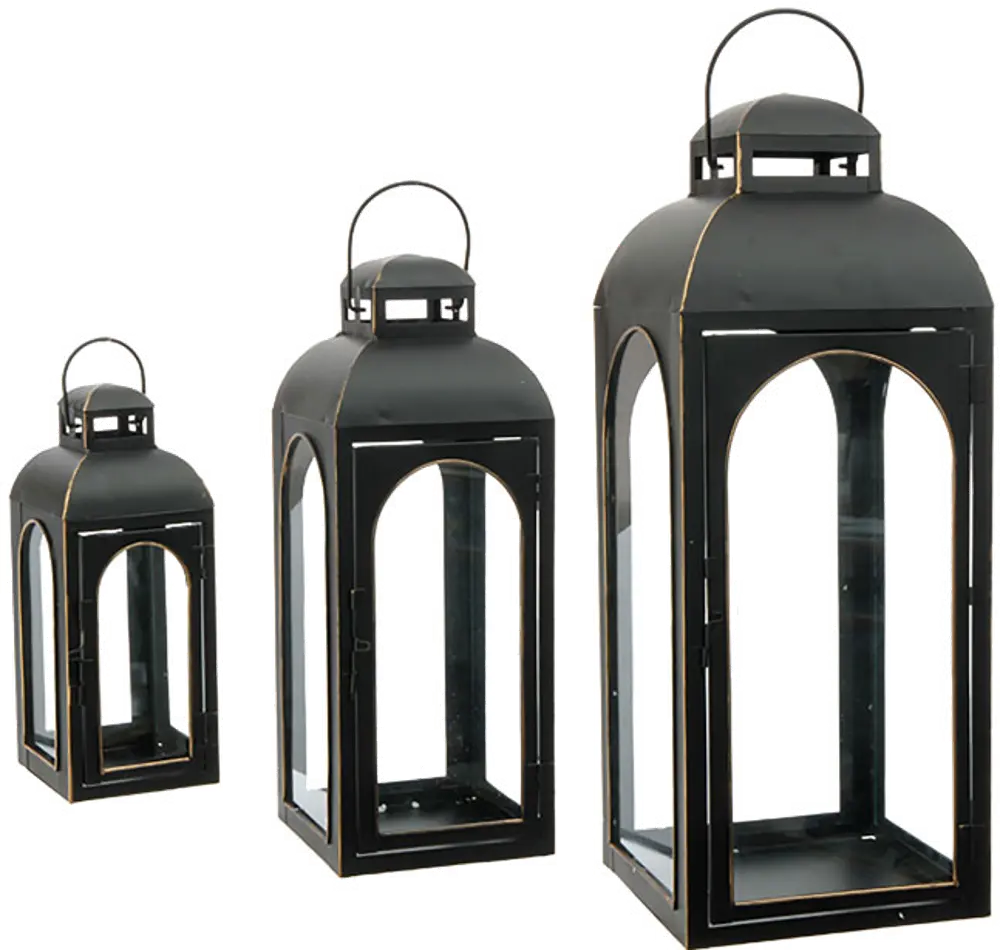 11 Inch Black Metal Lantern-1