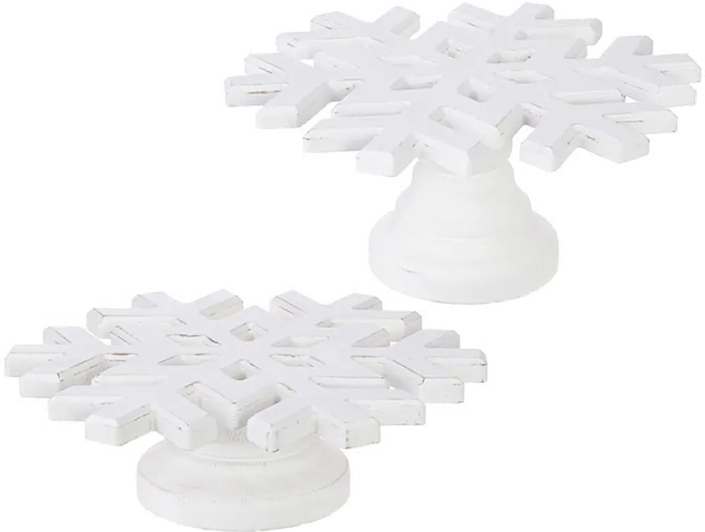 10 Inch White Wood Snowflake Riser-1