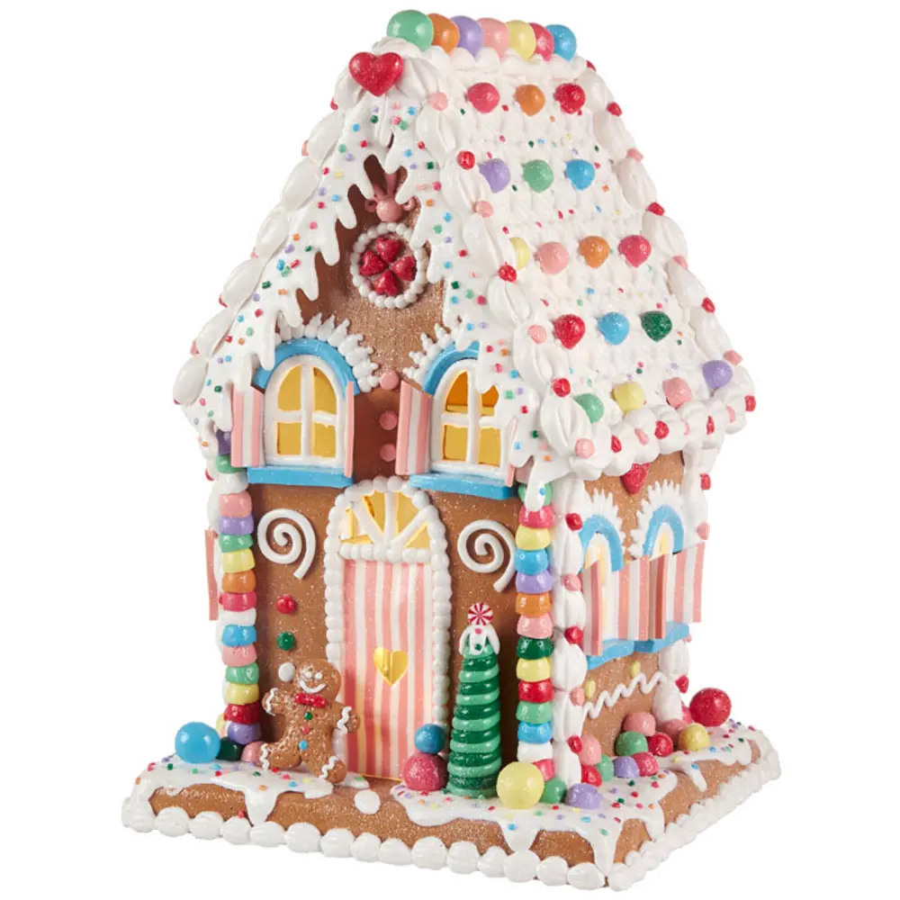 14 Inch Light Up Multi Color Gingerbread House-1
