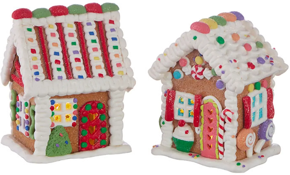 Assorted Multi Color Candy Lighted Faux Gingerbread House-1