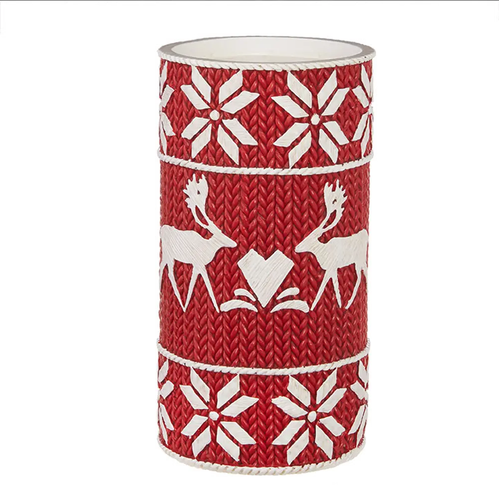 8 Inch Red and White Nordic Candle Holder-1