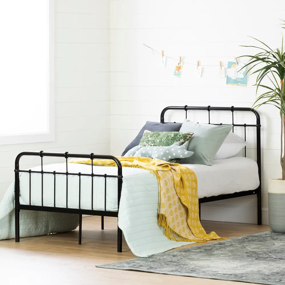 12356 Cotton Candy Black Twin Metal Bed - South Shore-1