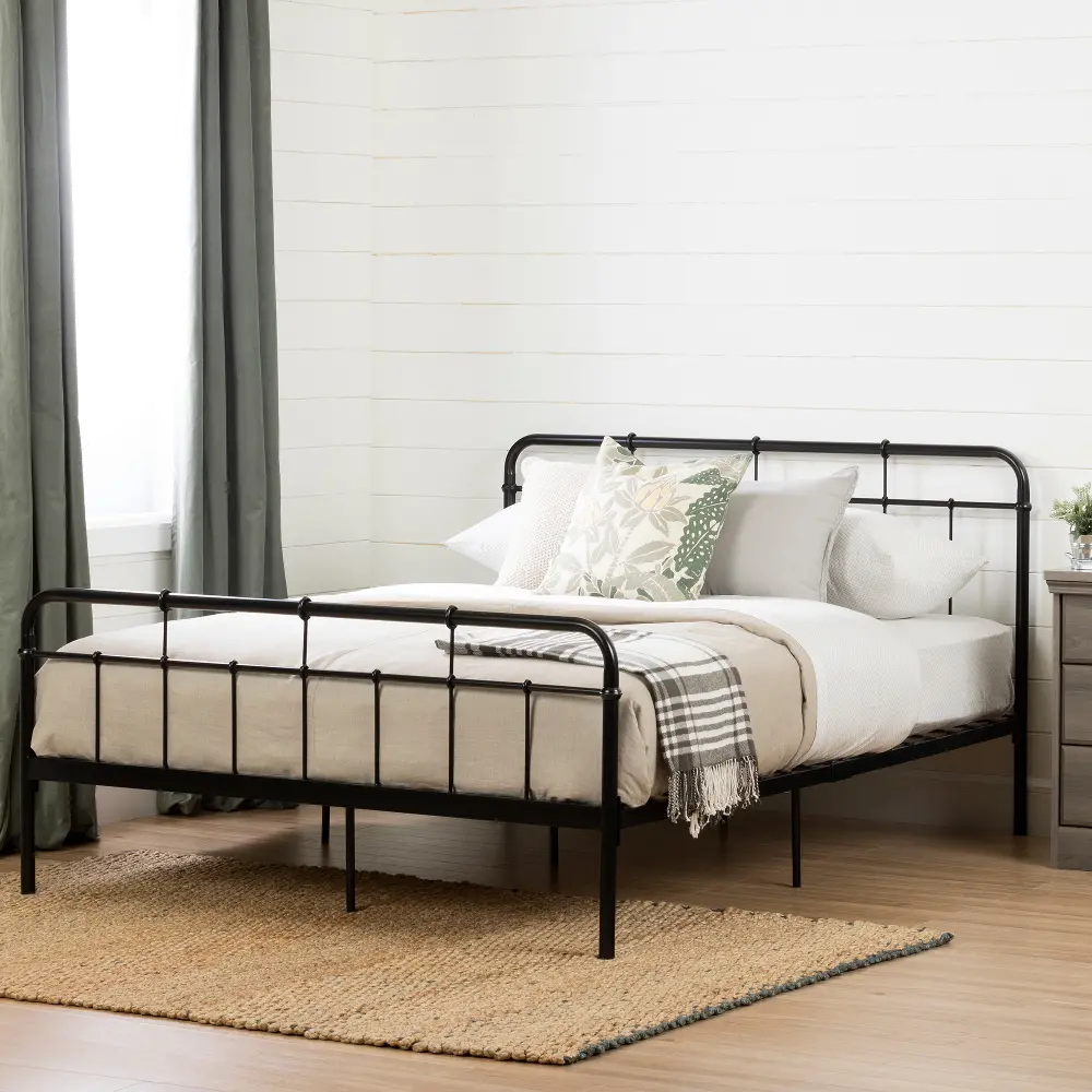 12357 Versa Black Industrial Metal Full Platform Bed - South Shore-1