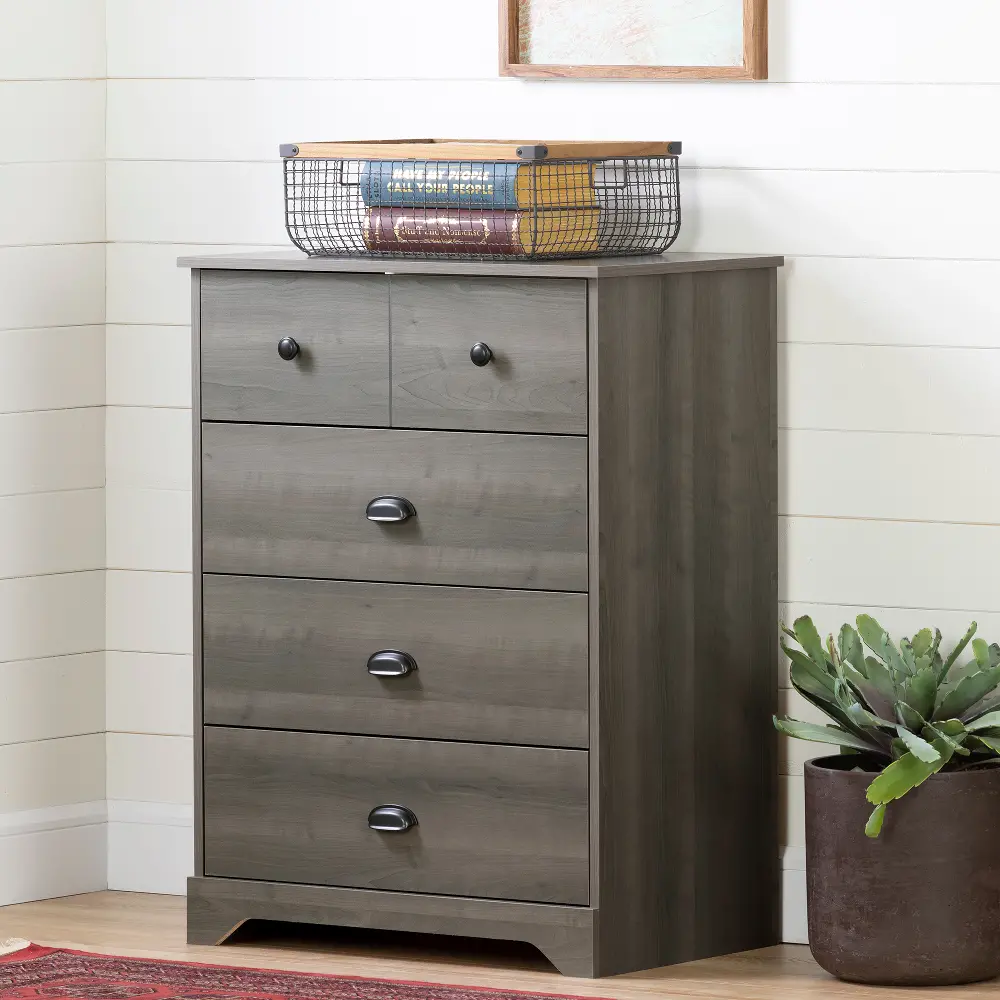 12388 Contemporary Gray Maple Chest of Drawers - Volken-1