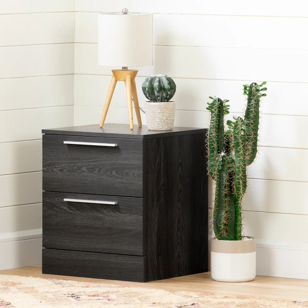 12417 Gray Oak 2 Drawer Nightstand - South Shore-1