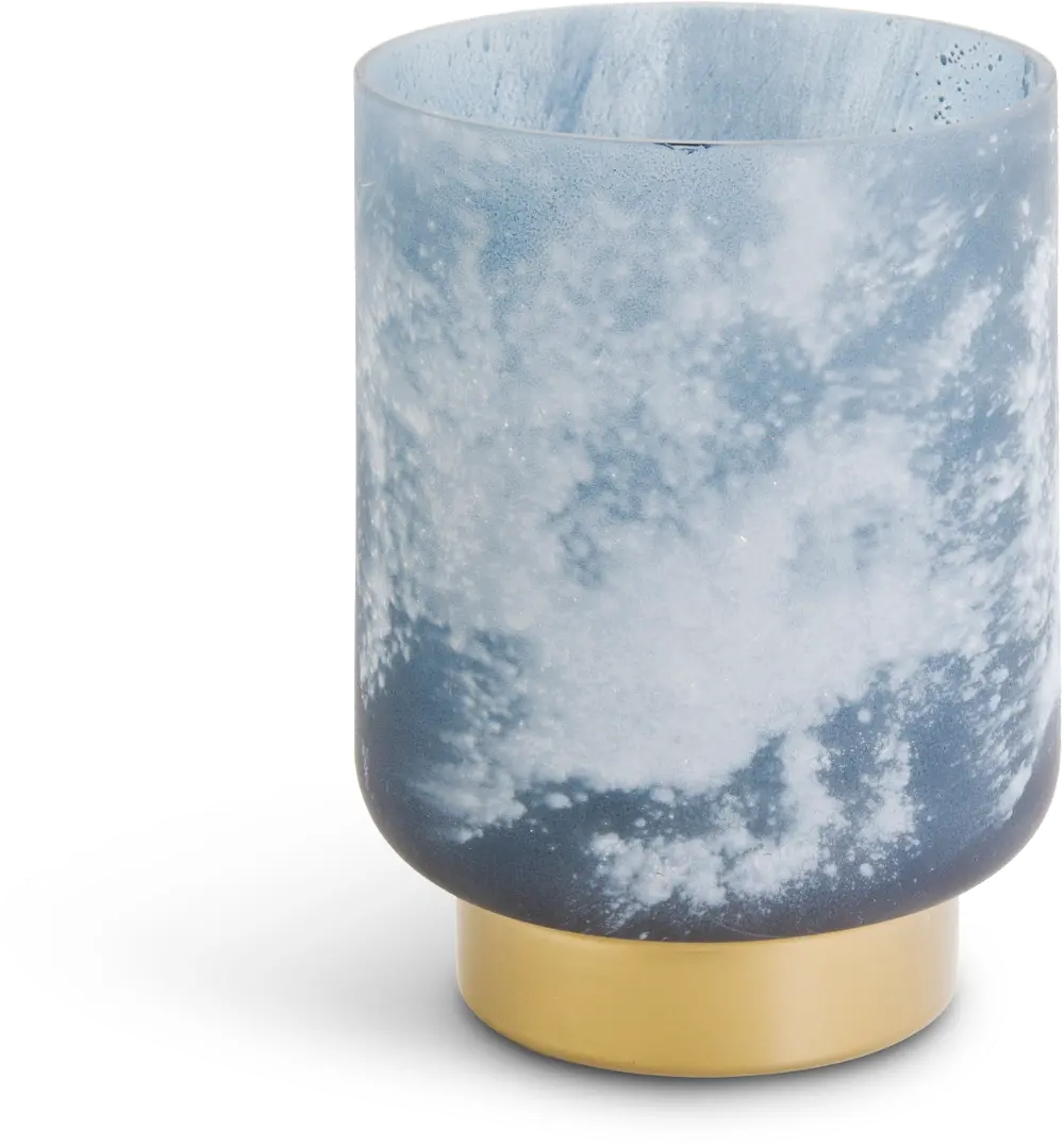 9 Inch Frosted Blue Glass Container-1