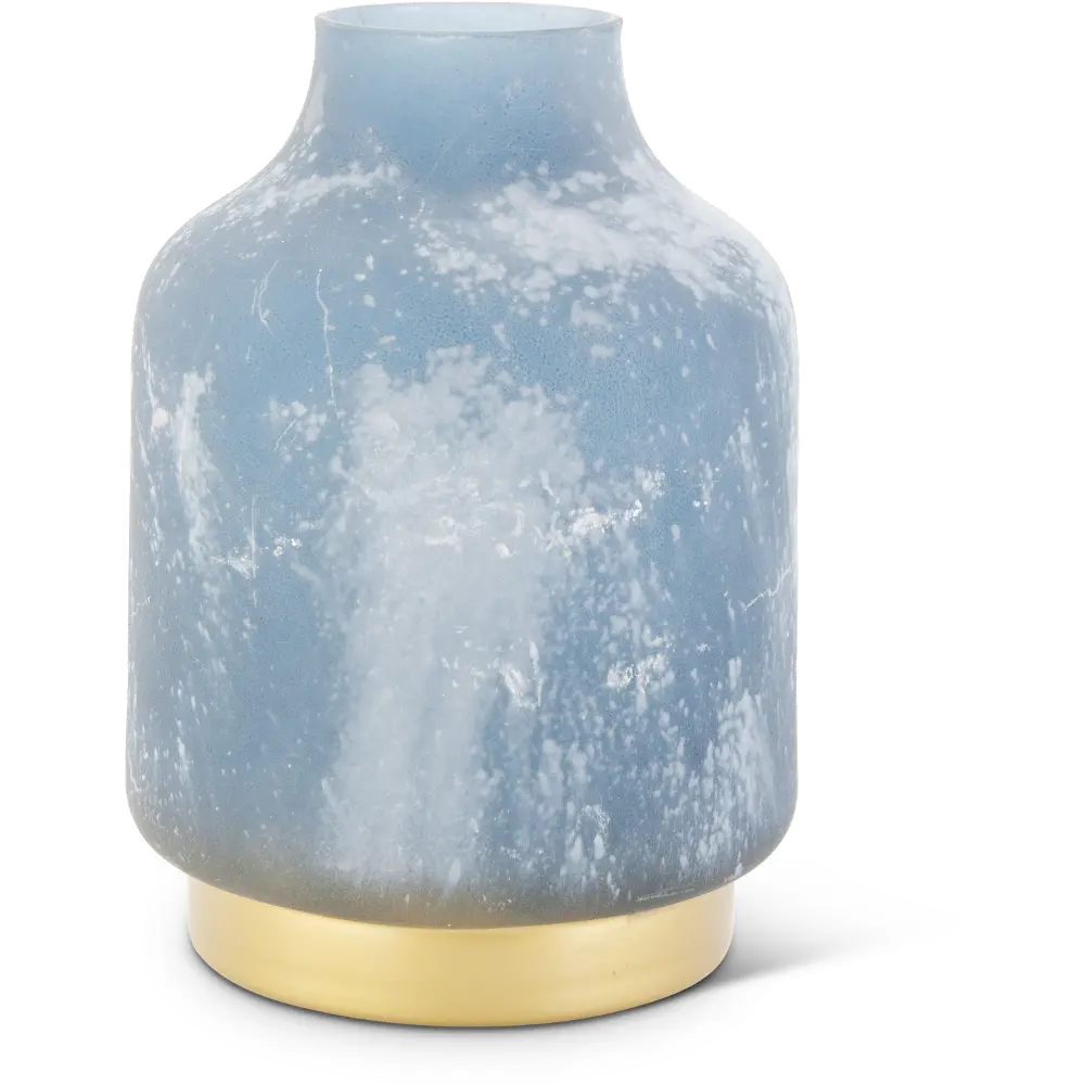 10 Inch Frosted Blue Glass Container-1