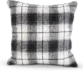 17 Inch Black and Cream Plaid Square Throw Pillow