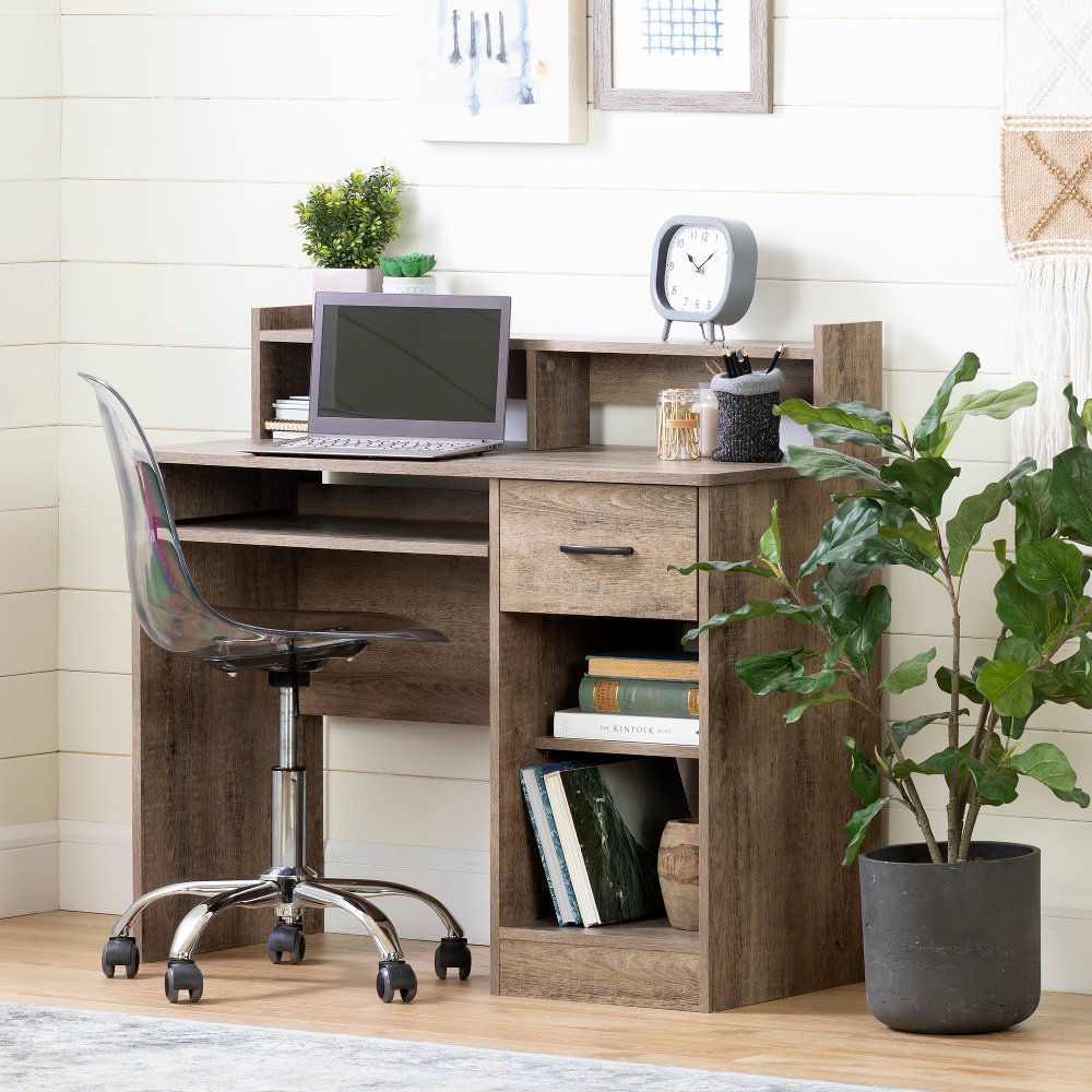 Assex Weathered Oak Desk with Keyboard Tray - South Shore