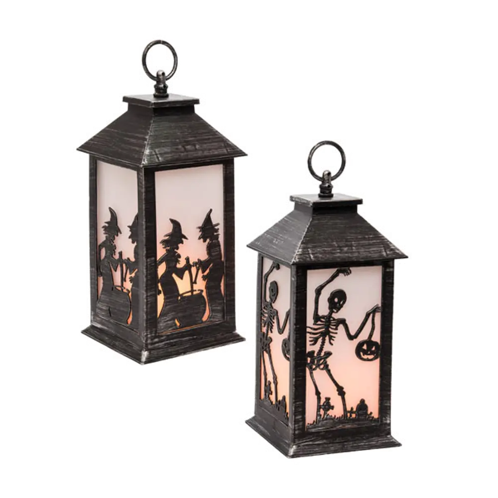 Assorted Black Skeleton or Witch Lantern Halloween Decoration-1