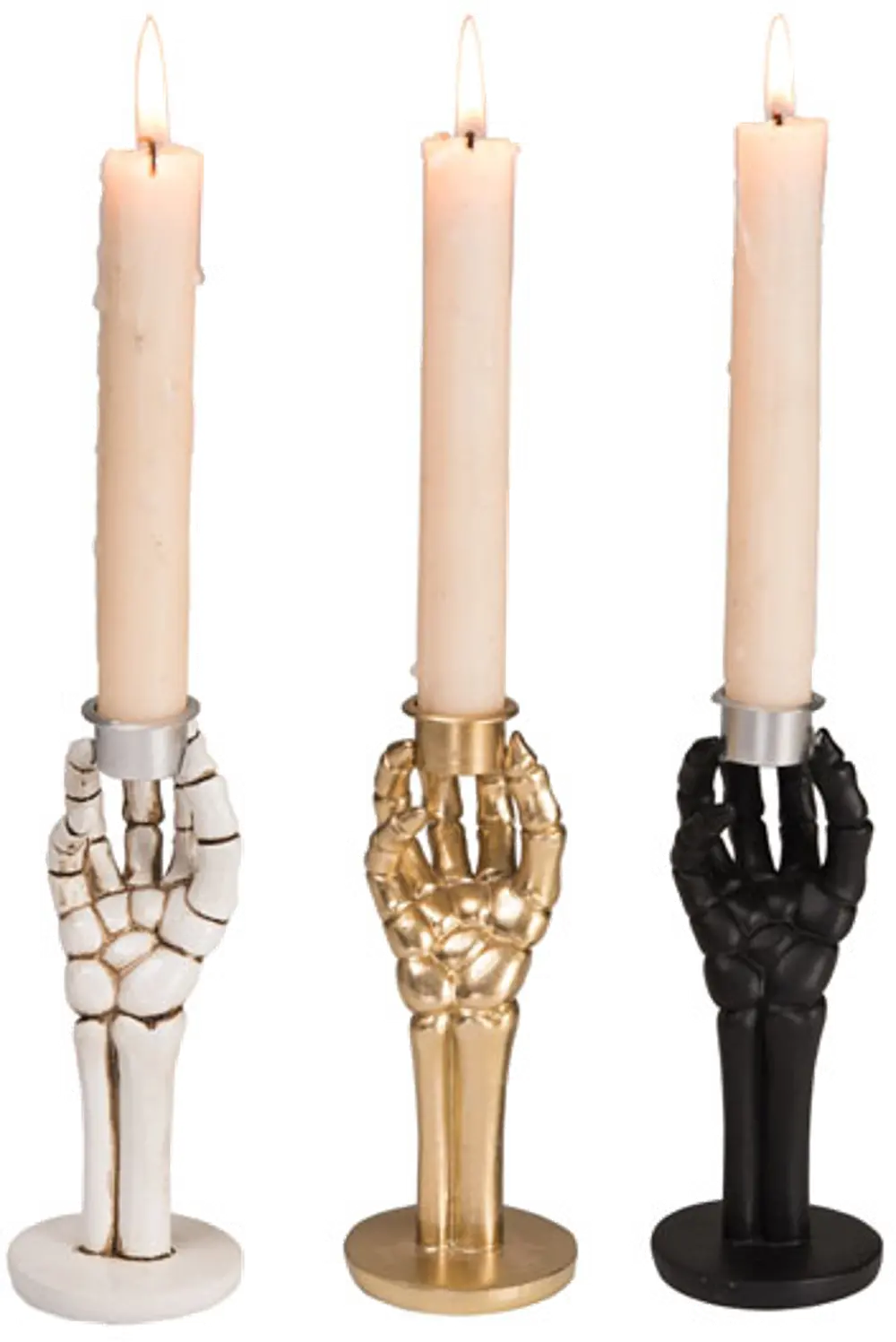 Assorted Black, Gold or White Skeleton Hand Candle Holder-1