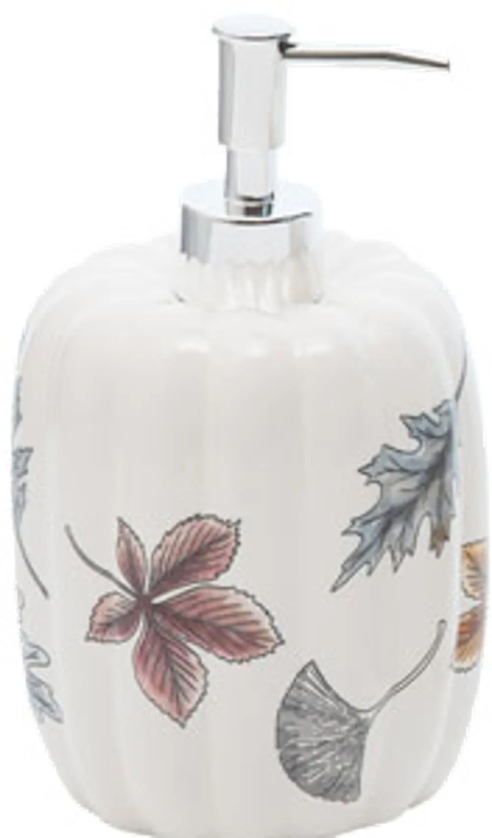 White Homestead Pumpkin Soap Dispenser with Leaves-1