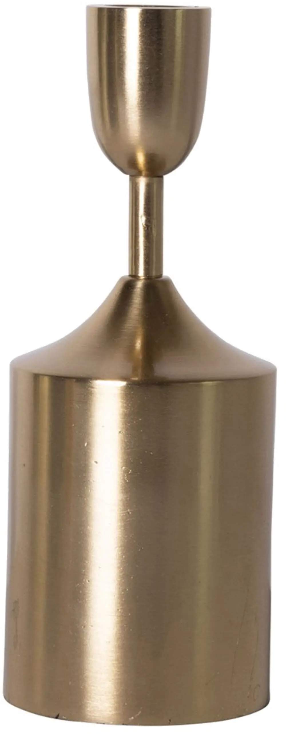 XM6490/BRASSHOLDER 7 Inch Brass Metal Taper Candle Holder-1