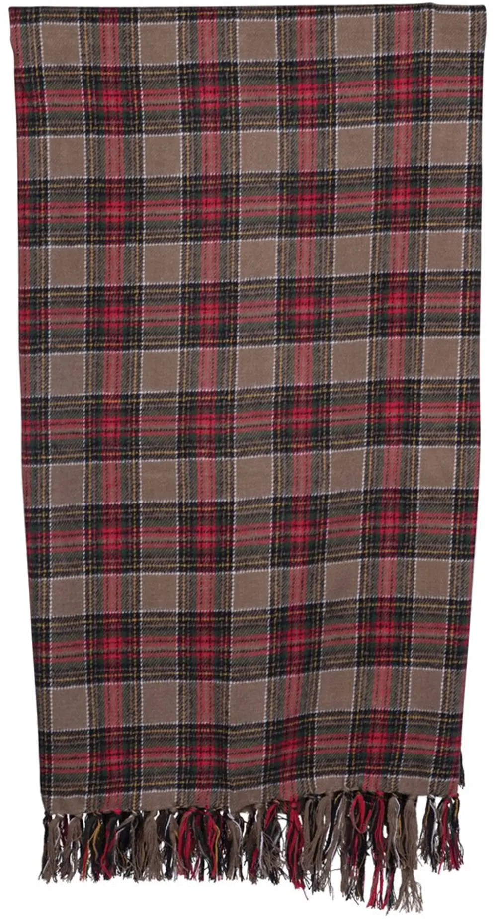 XM6669/PLAIDTHROW Red, Green and Tan Plaid Throw Blanket with Fringe-1