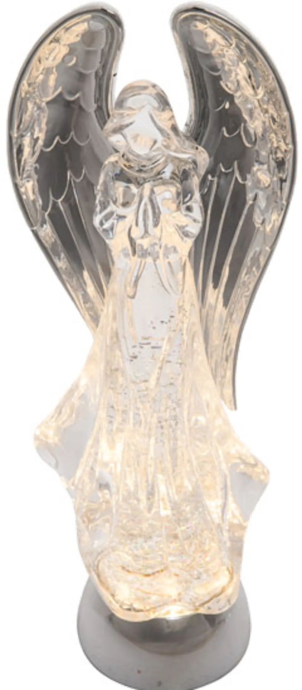 Clear Acrylic Light Up Praying Angel with Silver Wings-1