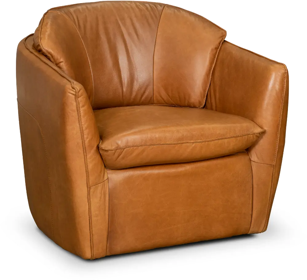 Contemporary Light Brown Leather Swivel Chair - Sidney-1
