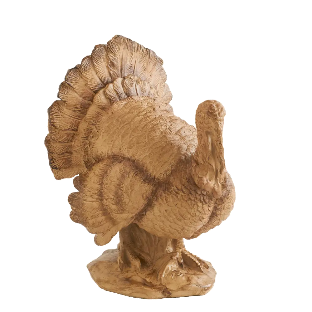 10 Inch Brown Resin Sitting Turkey Sculpture-1