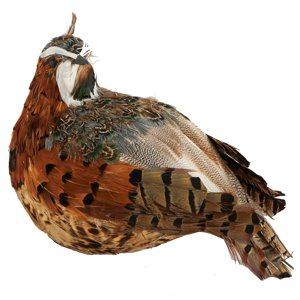 Brown and Green Feathered Faux Quail Fall Decoration-1