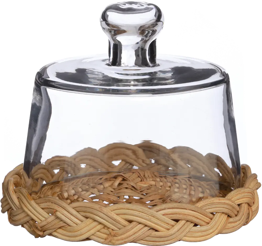 5  Clear Glass Cloche with a Natural Cane Base-1