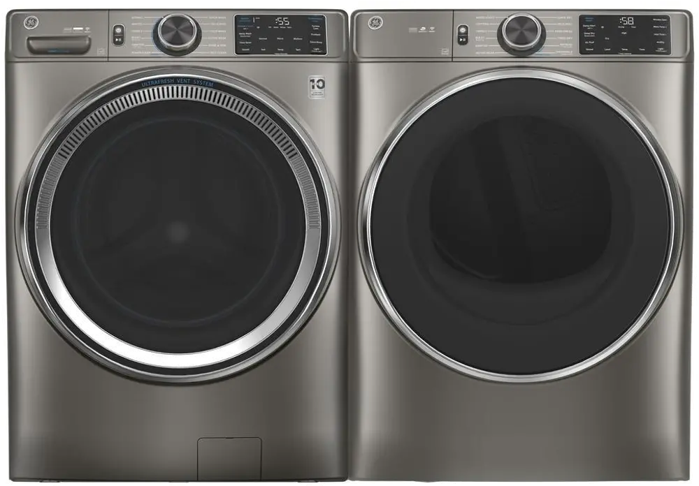 KIT GE Electric Laundry Pair with Steam Washer - Satin Nickel-1