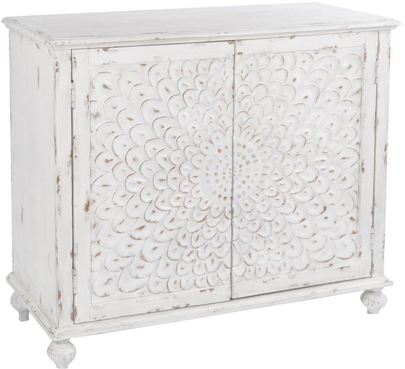 Distressed White Carved Door Chest Modern Eclectic Rc Willey