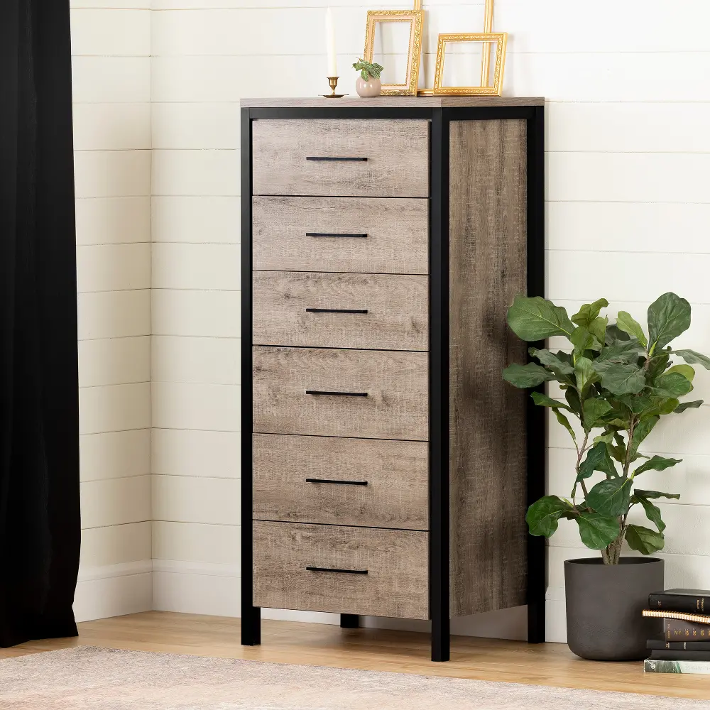 12536 Munchin Weathered Oak Tall Chest of Drawers - South Shore-1