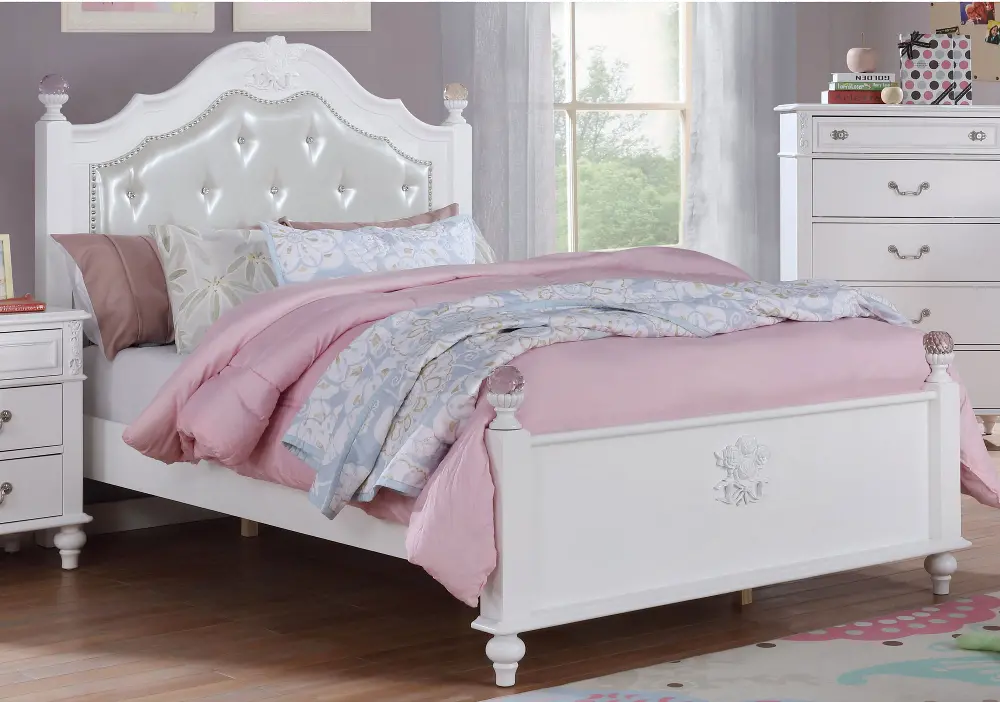 Traditional White Twin Bed - Aubree-1
