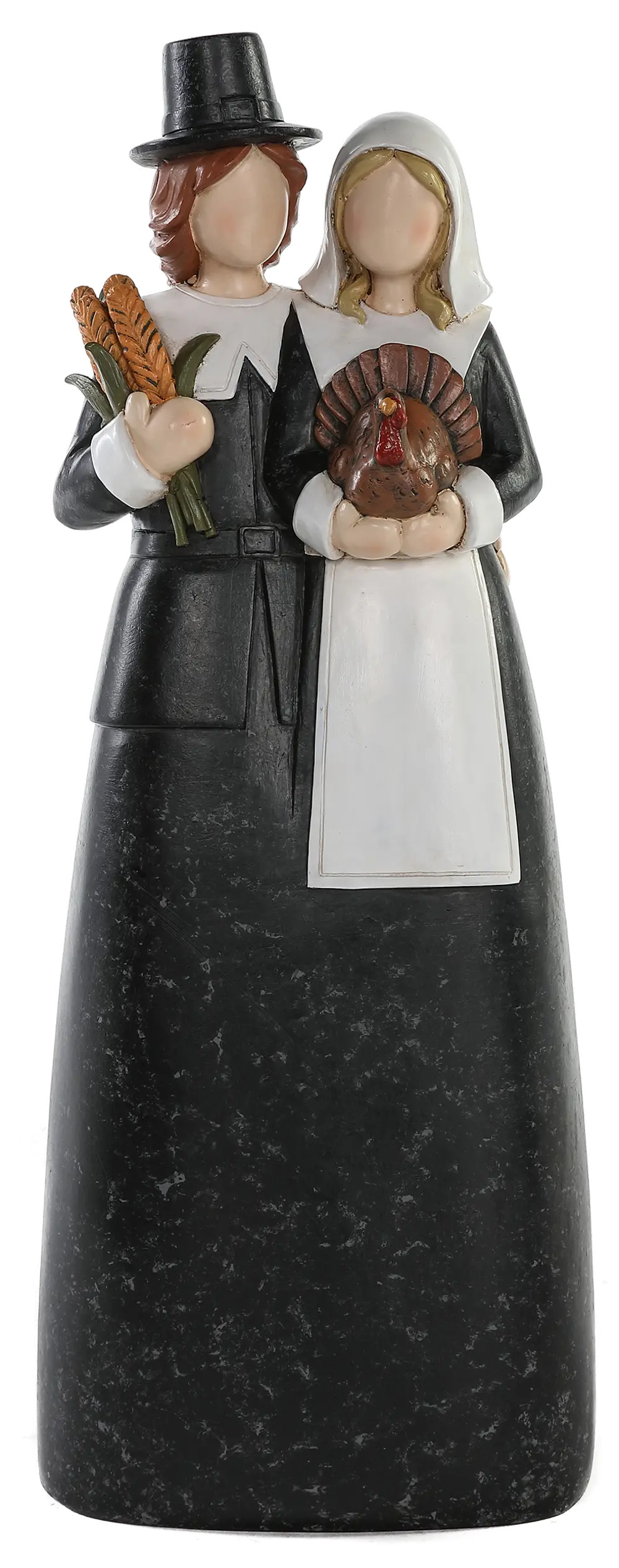 Resin Black and White Pilgrim Couple Figurine-1