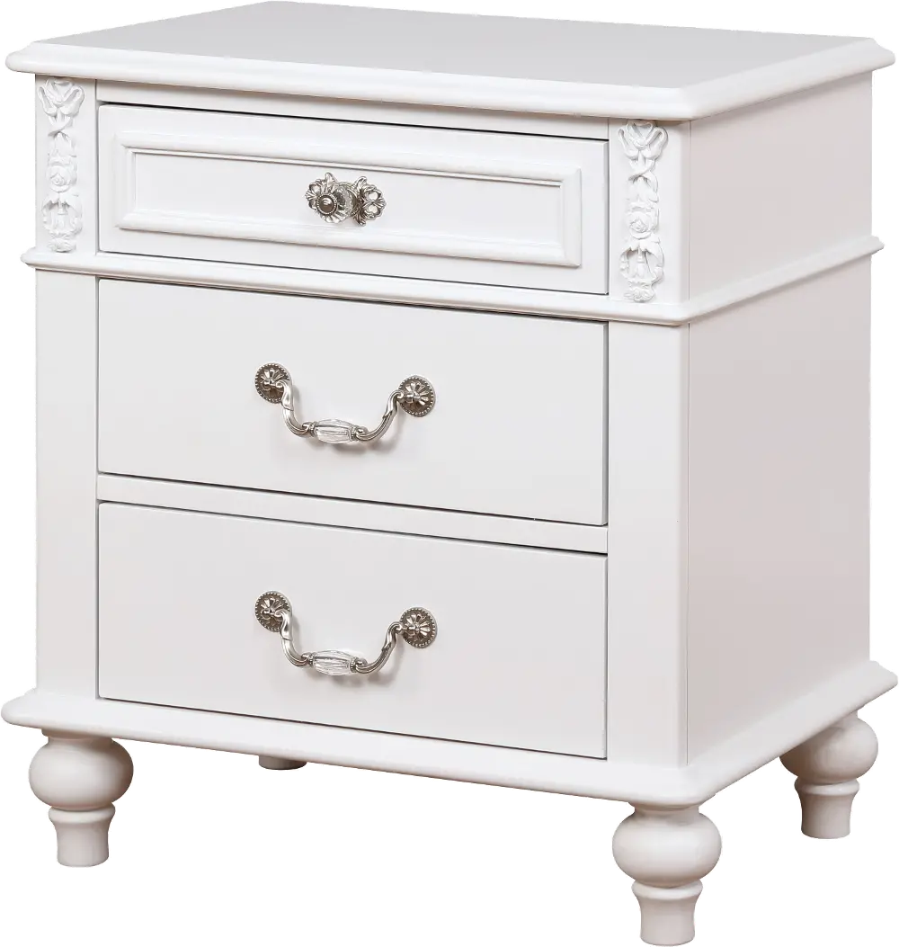 Traditional White Nightstand - Aubree-1
