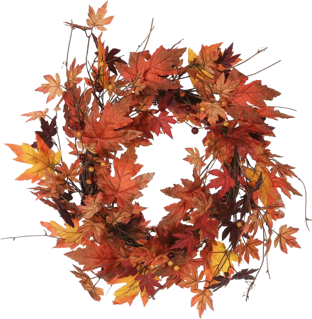 Red, Orange and Yellow Maple Leaf Fall Wreath Arrangement-1