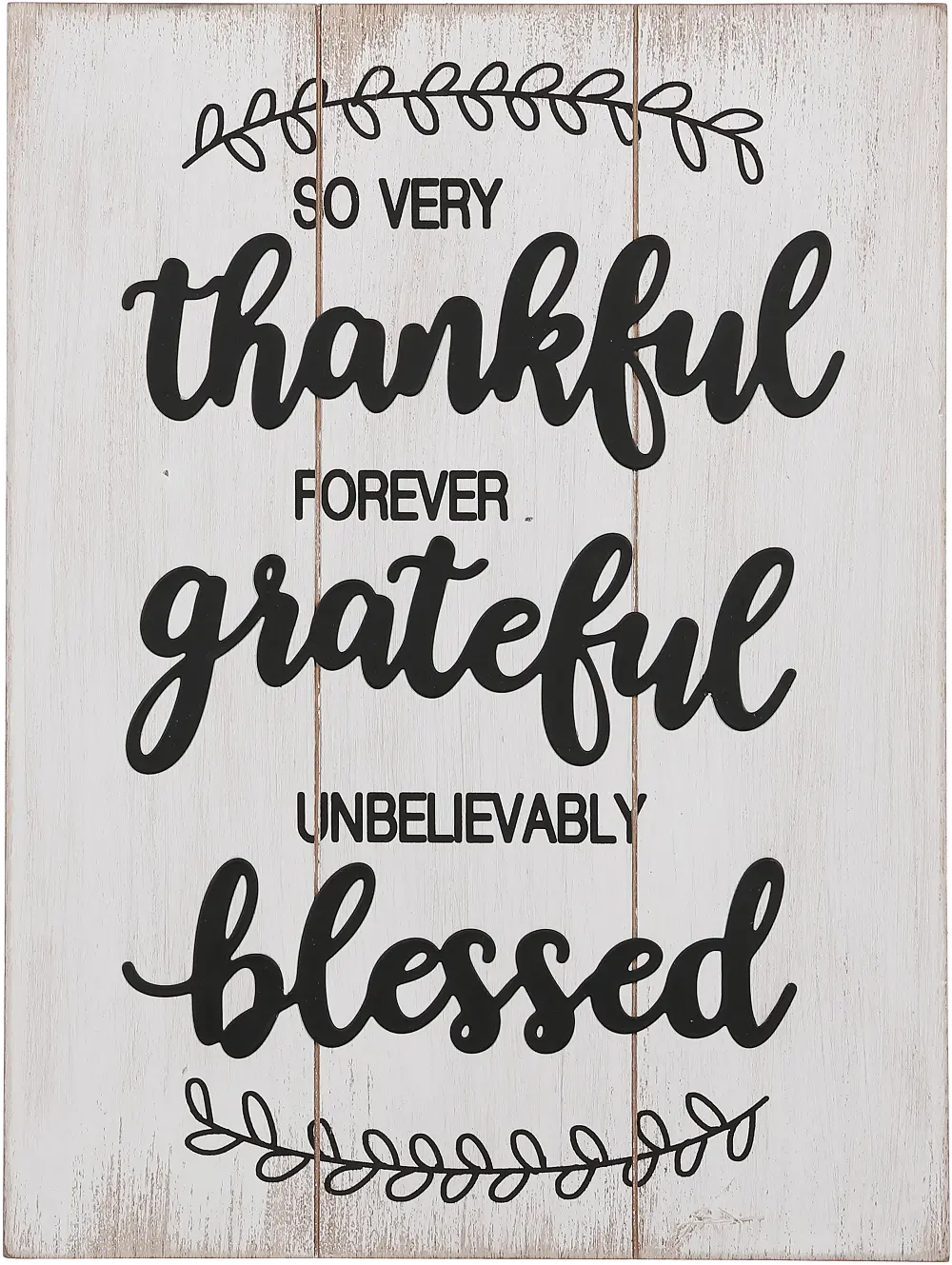 Distressed White Wood Thankful, Grateful, Blessed Wall Decor-1