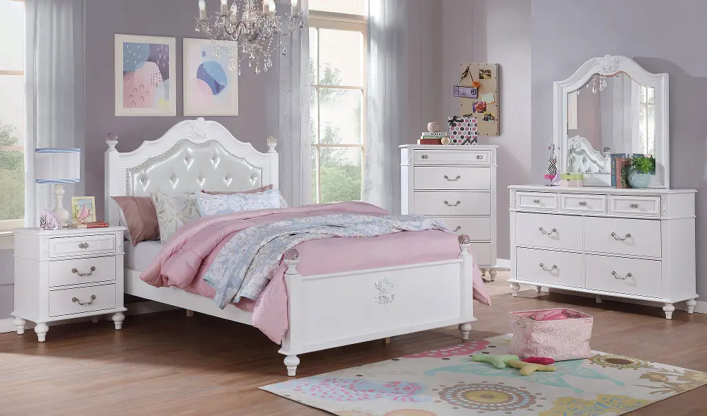 Traditional White 4 Piece Twin Bedroom Set - Aubree-1