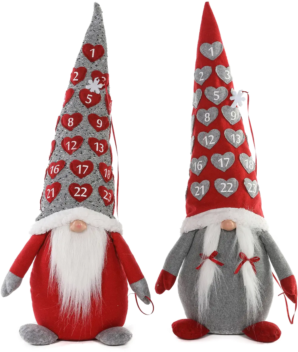 Assorted Gray, Red and White Plush Advent Holiday Gnome-1