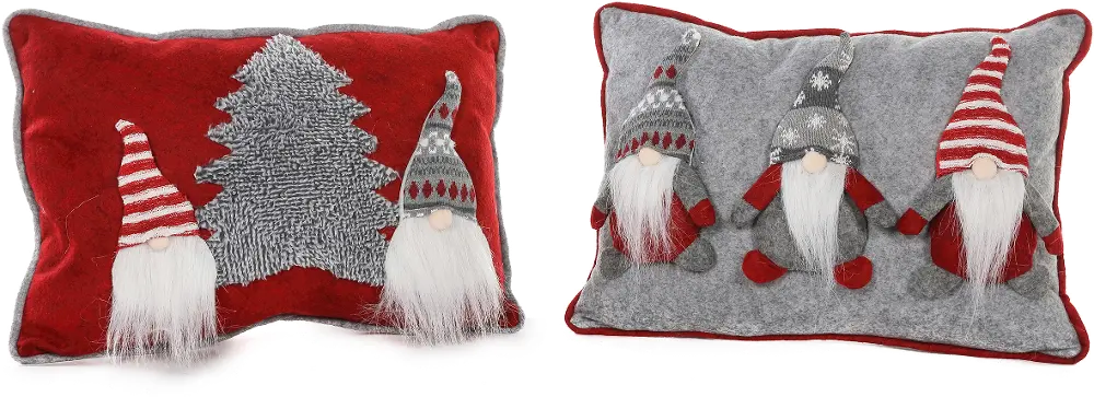 Assorted Gray or Red Forest Gnome or Tree Throw Pillow-1