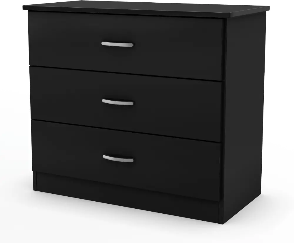 12653 Contemporary Black 3-Drawer Chest - Libray-1