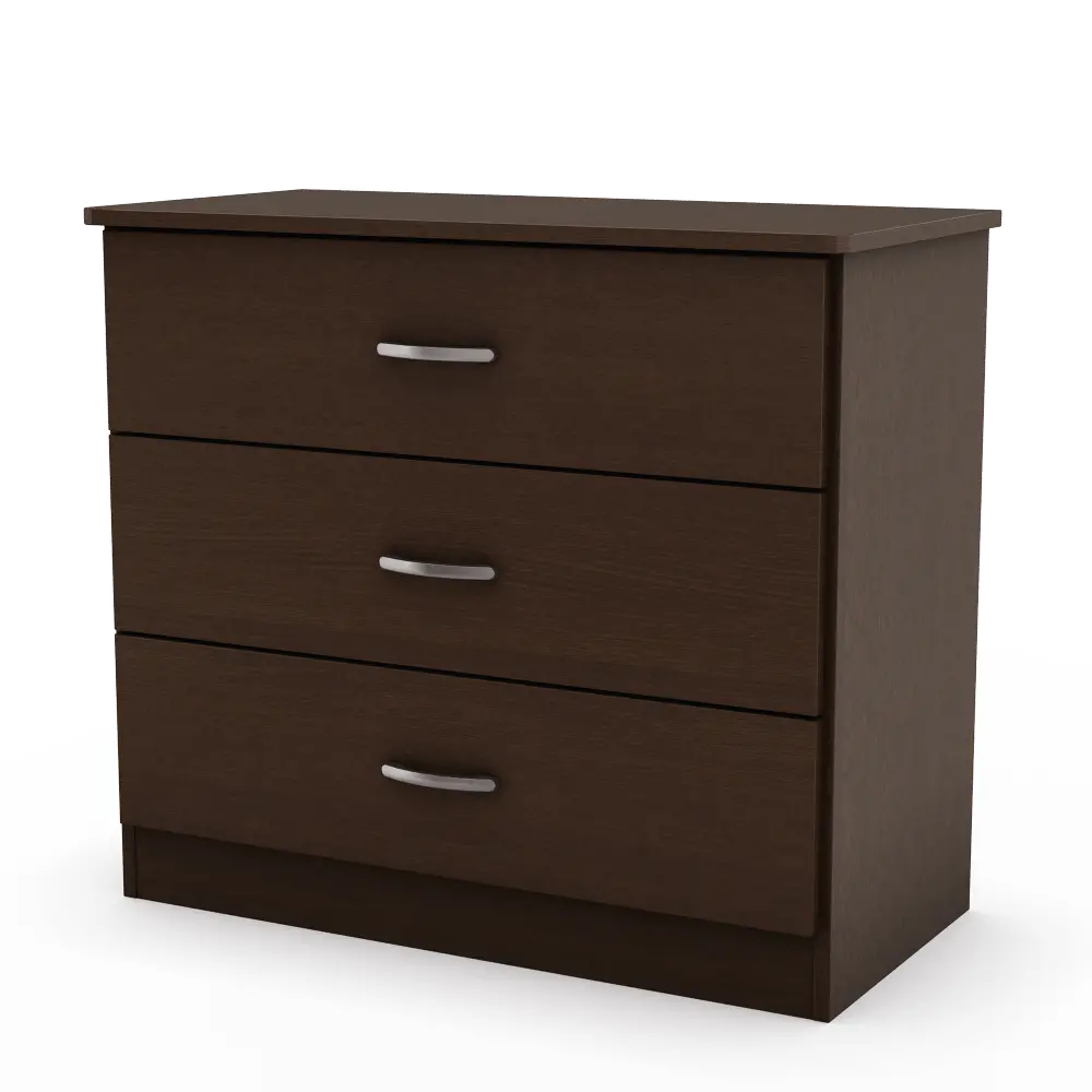 12656 Contemporary Chocolate Brown 3-Drawer Chest - Libray-1