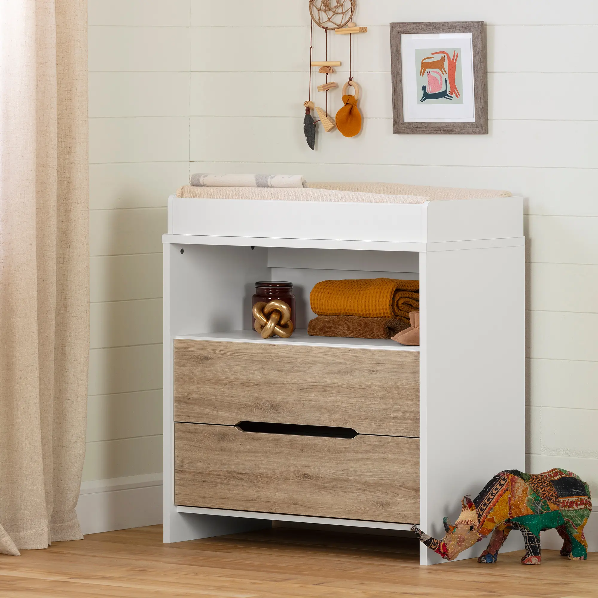 12676 Cookie White and Oak 2-Drawer Changing Table - Sou sku 12676