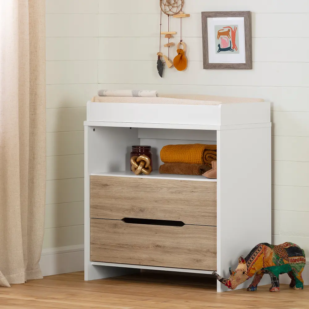 12676 Cookie White and Oak 2-Drawer Changing Table - South Shore-1