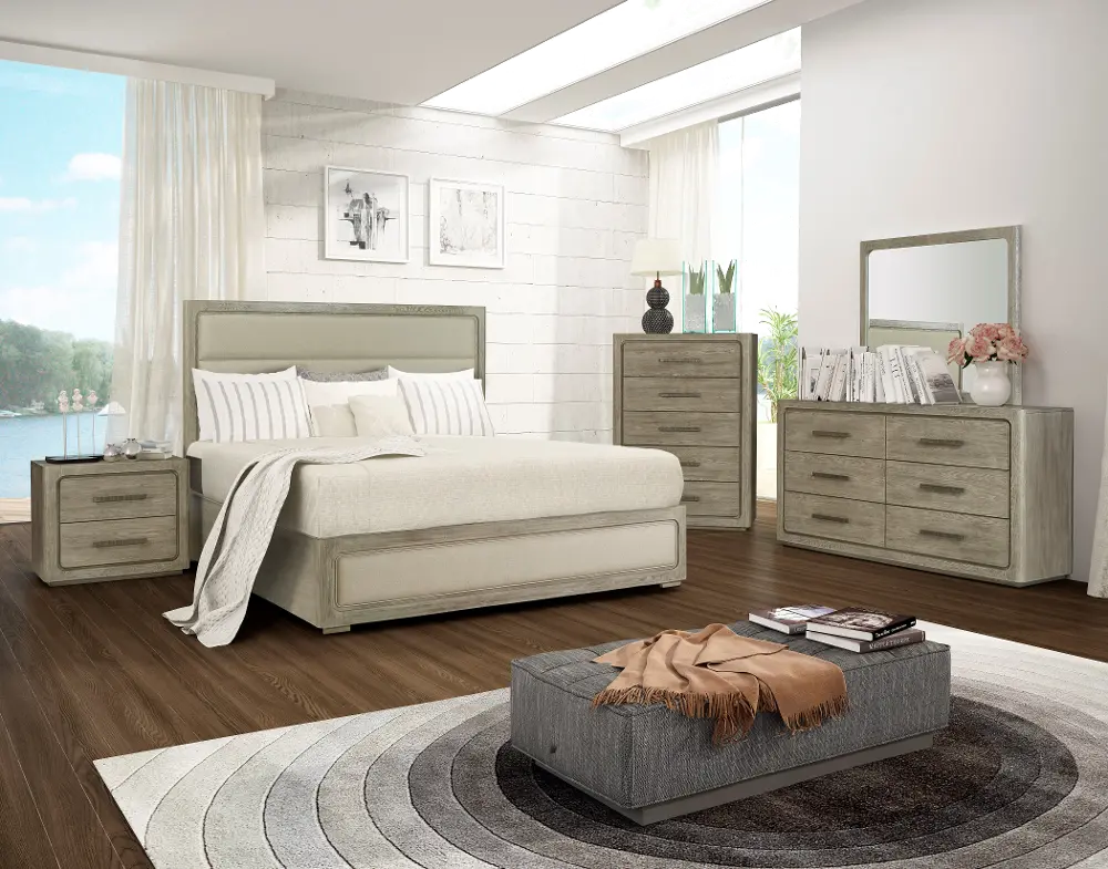 Gray Oak 4 Piece King Bedroom Set - Vancouver-1