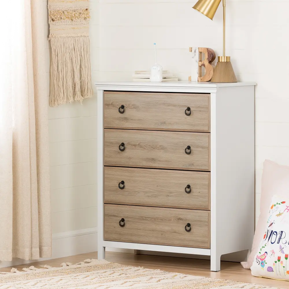 12743 White and Rustic Oak Chest of Drawers - Cotton Candy-1