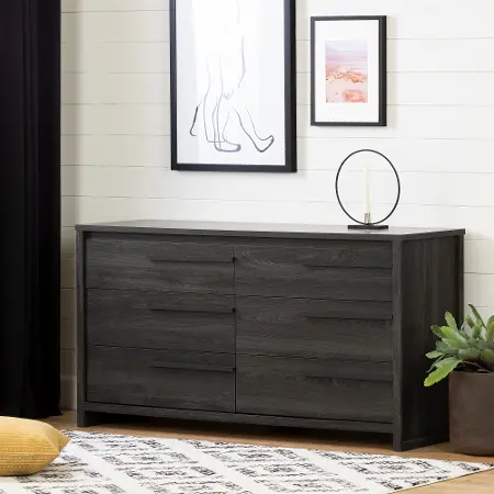 Modern Gray Oak Dresser Lensky Rc, Dark Gray Double Dresser