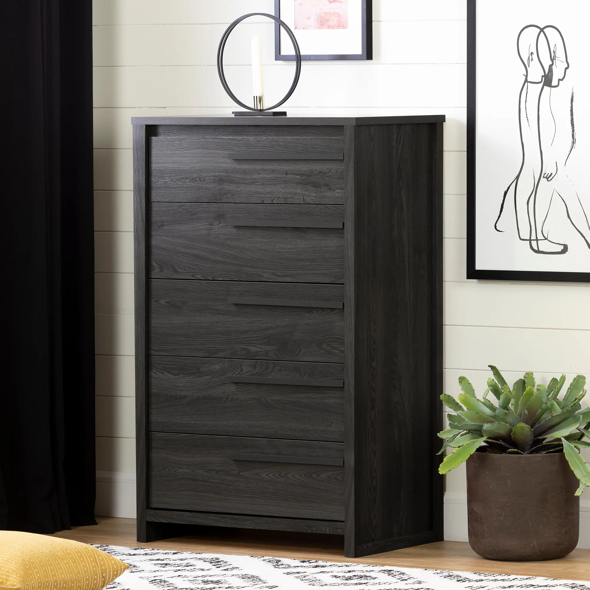 Lensky Modern Gray Oak Chest of Drawers - South Shore