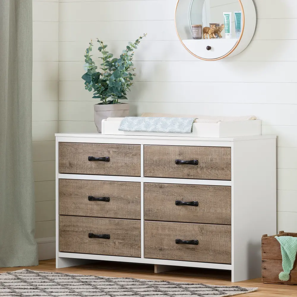 12502 Weathered Oak and White Changing Table - Hankel-1