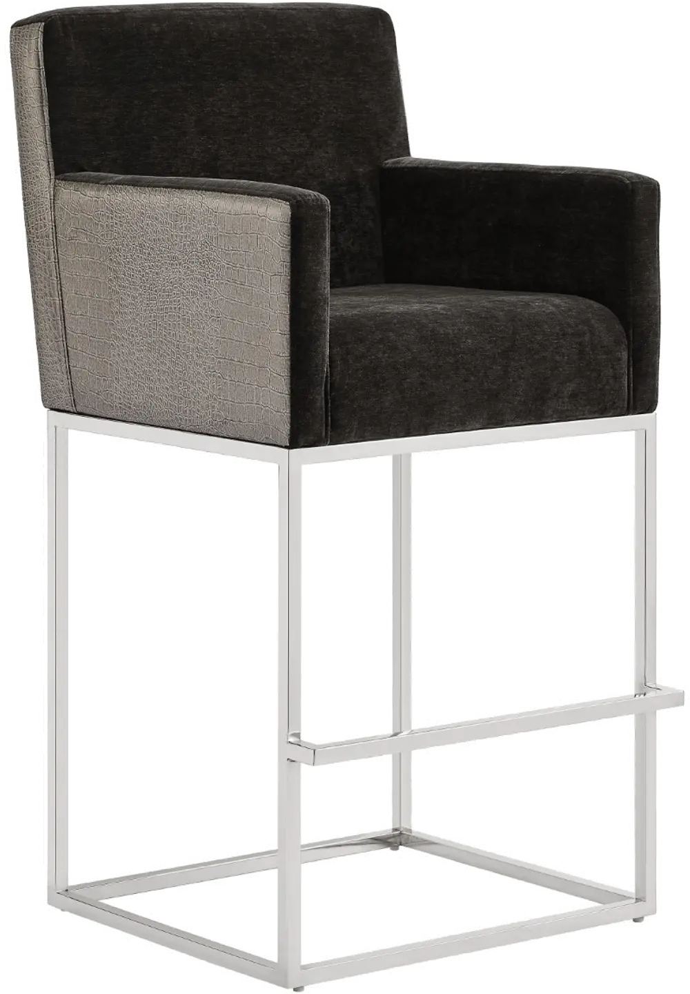 Faux Leather and Chrome Bar Stool - Modern Eclectic-1
