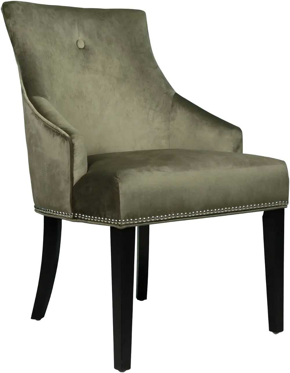 Green Velvet Upholstered Dining Room Chair - Modern Eclectic-1