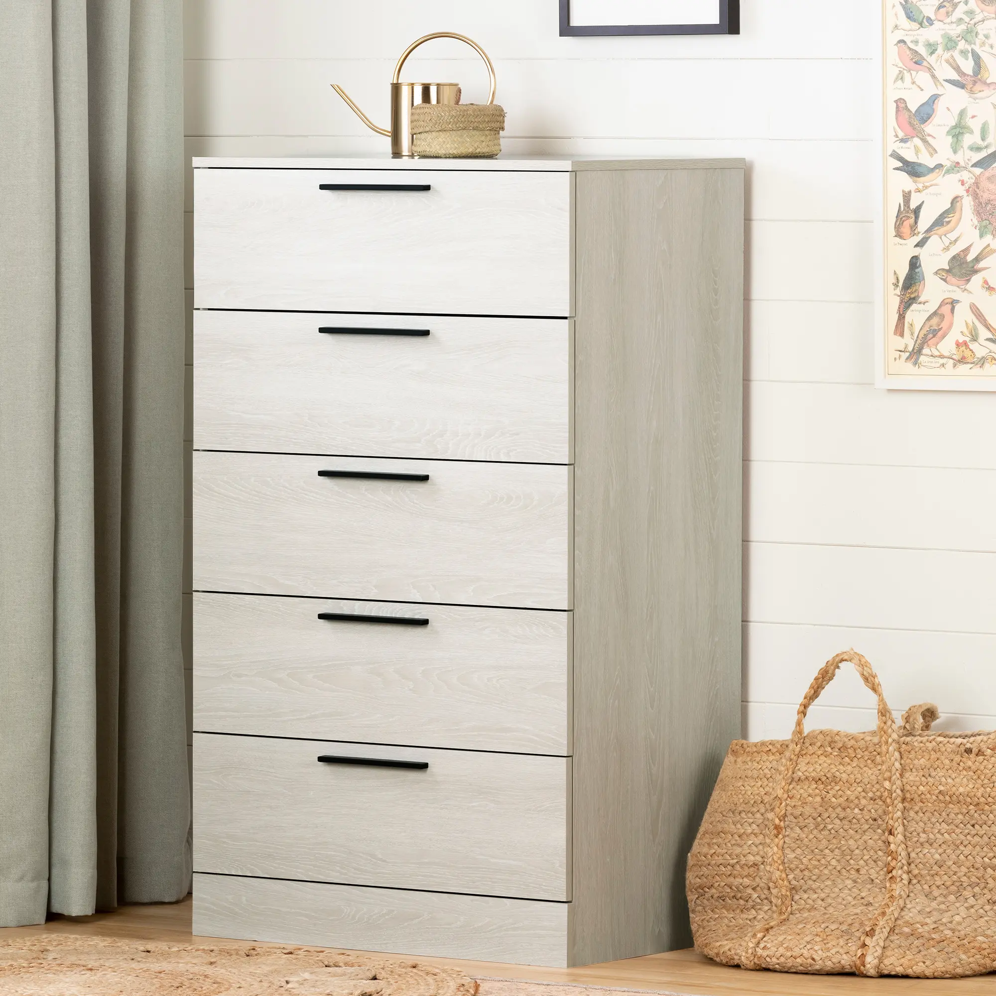 Winter Oak White Chest of Drawers - South Shore